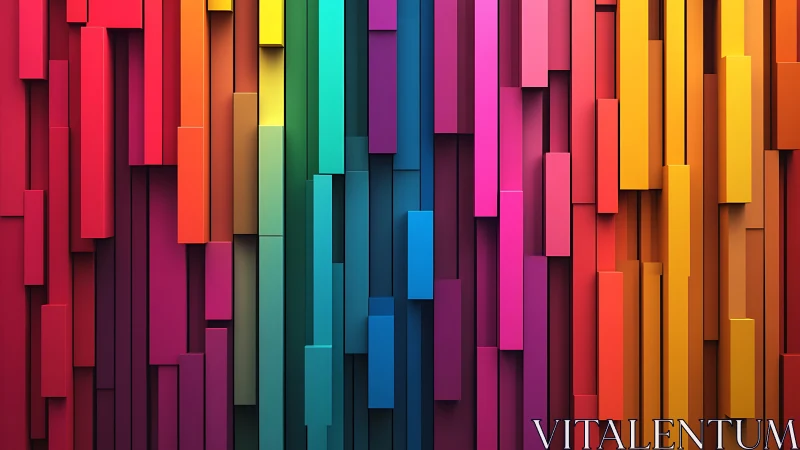 Vertical extruded color bars form a deep-gradient geometric field