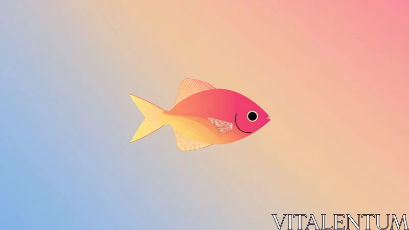 Minimalist tropical fish on soft gradient pastel background.