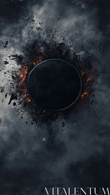 Smoldering cosmic ring quietly glows in deep gray void