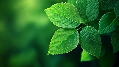 Sunlit leaf lattice glowing against a dreamy green blur.