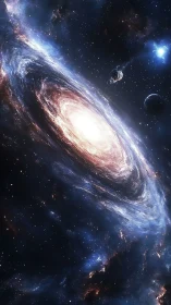 Spiral galaxy core rendered with luminous nebular dynamics