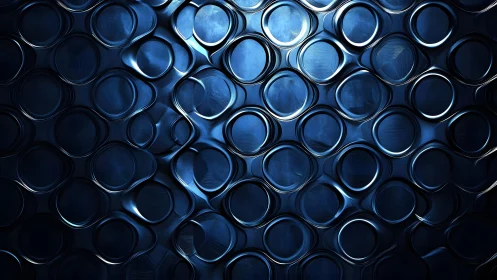 Abstract metallic blue circles pattern with 3D effect and modern style.