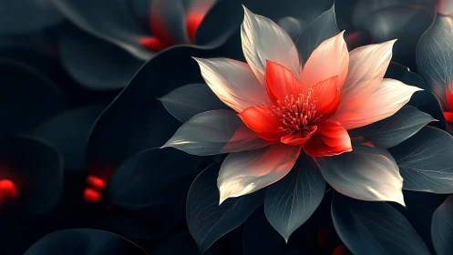 Luminous Lotus Blooms: Where Crimson Fire Meets Pearlescent Petals.
