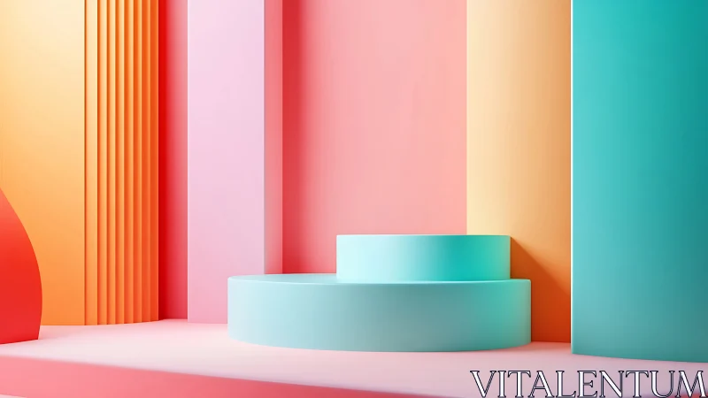 Soft pastel podium landscape for playful modern moments.