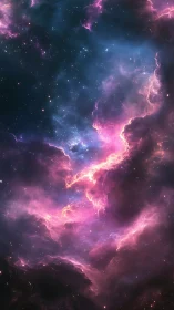 Digital nebula corridor with luminous ionized gas filaments.