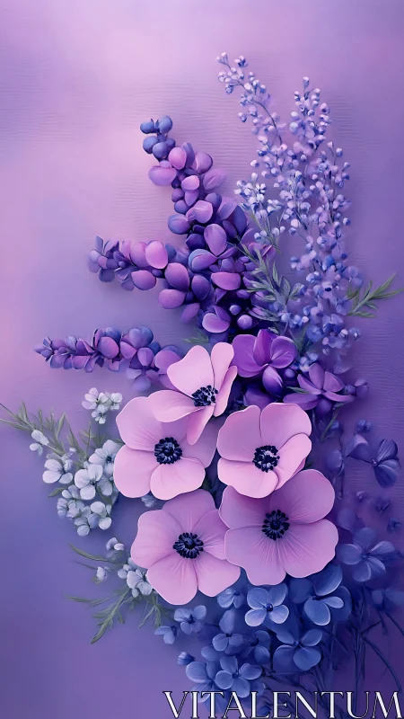 Purple Floral Arrangement with Anemones and Delicate Blooms.