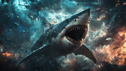 Starfire jaws erupting from an ocean of stormlight.