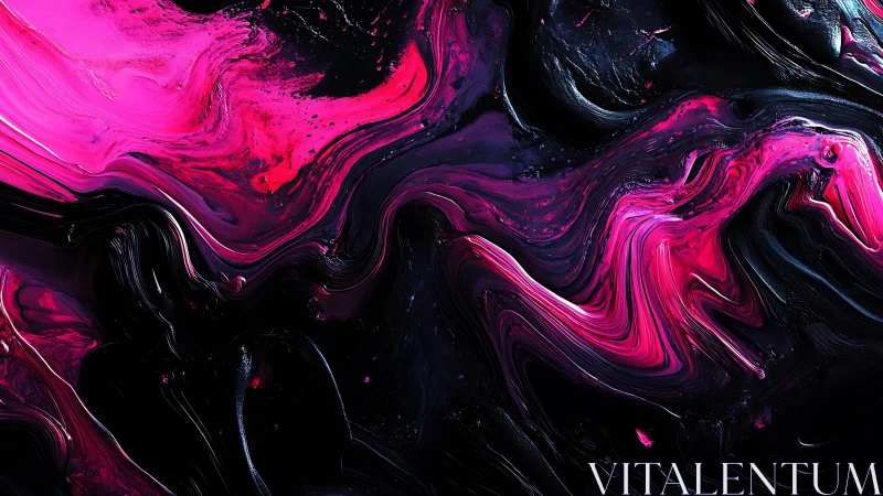 Neon magma rivers swirl through midnight cosmic tar pits.