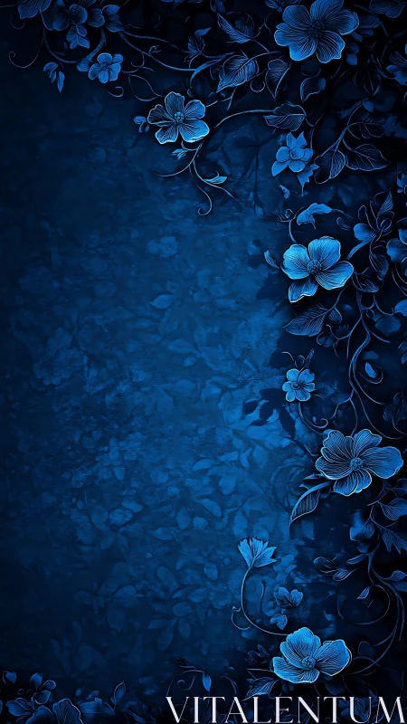 Enchanting Blue Floral Garden Blooming in Dark Dreams