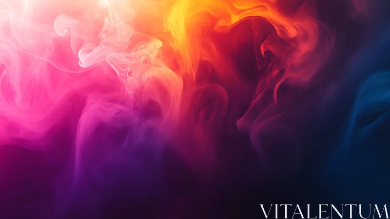 Colorful swirling smoke in bright gradient background.