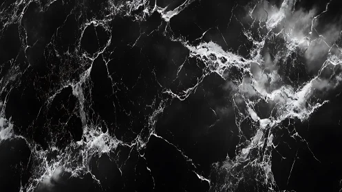 Monochrome marble vein texture with dramatic cloudlike streaks.