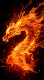 Flaming dragon spirit coils in blazing inferno of light.