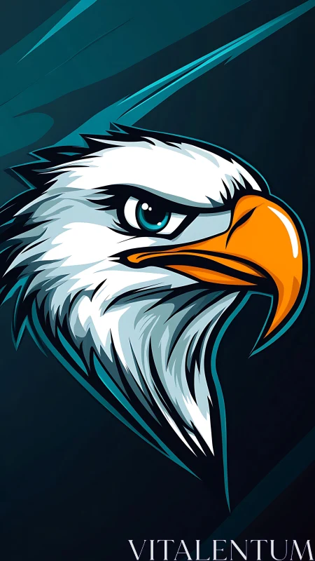 Electric eagle gaze cuts through teal night like lightning