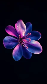 Luminescent Gradient Flower Blooming in Neon Hues Against Black.