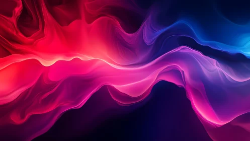 Radiant neon waves flow across a deep cosmic gradient