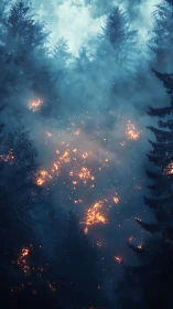 Nocturnal Forest Wildfire: Aerial Night Vision Perspective.