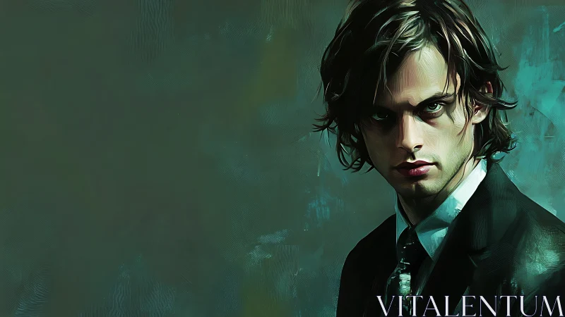 Moody digital portrait of brooding man in formal attire.