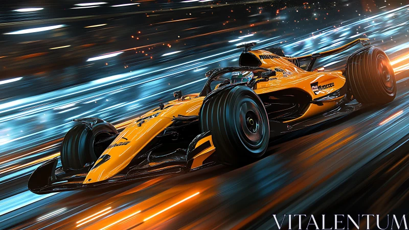 High-speed racing concept car in kinetic digital painting style.