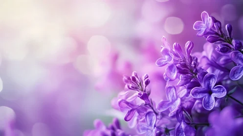 Purple lilac flowers bloom in soft focus bokeh.