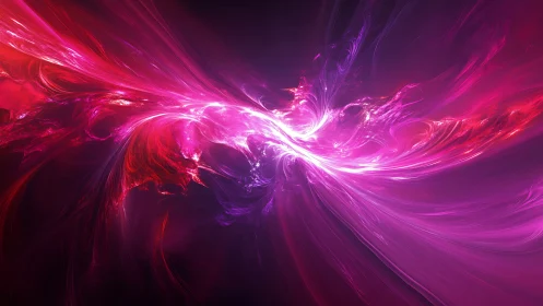 Magenta and violet fractal light streams on dark background.