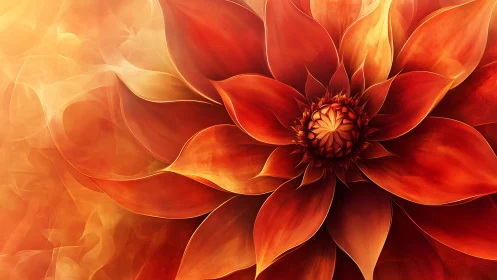 Radiant orange digital flower fills frame with layered petals
