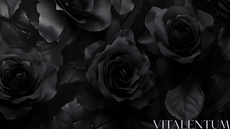 Black roses arranged in dense cluster composition