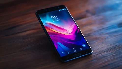 Modern smartphone displaying vibrant gradient wallpaper.