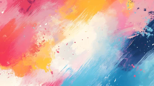 Bold abstract brushstrokes in warm and cool vibrant color fields.