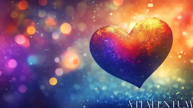 Luminescent Heart Form Against Gradient Bokeh Field