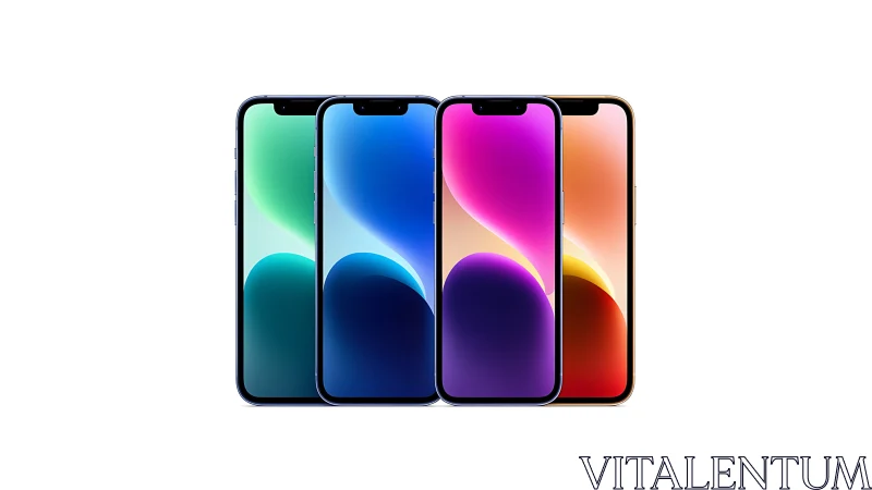 Vibrant Smartphone Collection Showcasing Colorful Digital Displays.