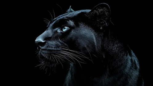 Panther Profile Against Obsidian. Digital Study.