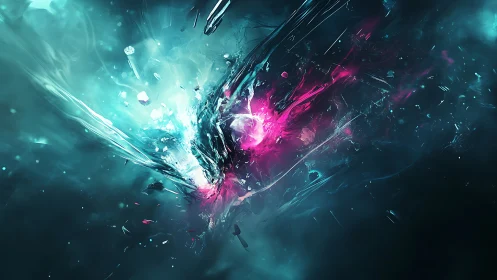 Cosmic prism shatters into neon tides of starlit color.