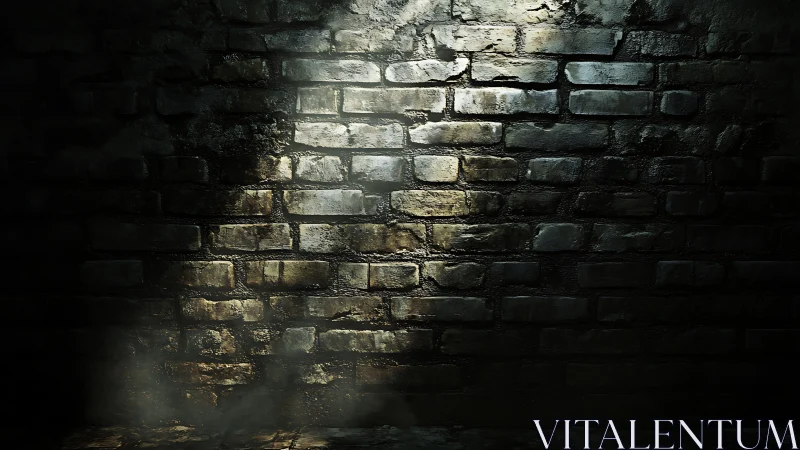 Moody brick wall catches a lone beam of cinematic light