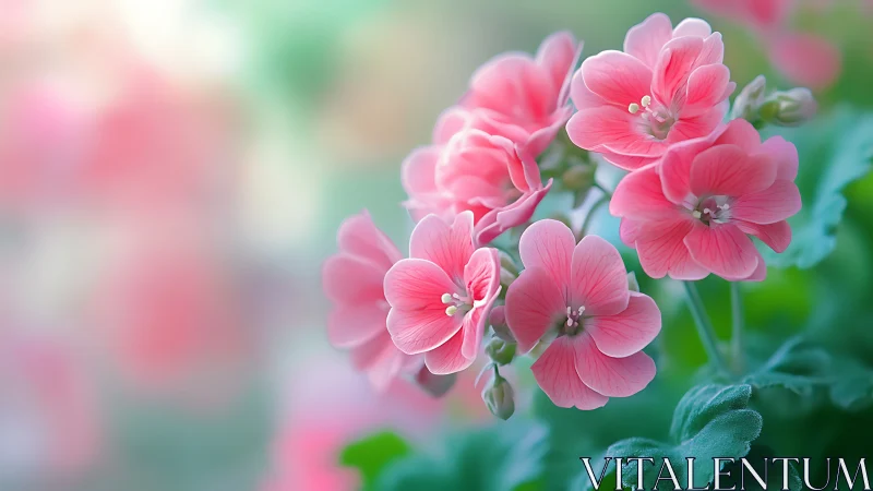 Pink Geraniums Dance: Delicate Petals Perform an Enchanting Garden Ballet