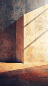 Golden concrete wall geometry with sharp diagonal shadows.
