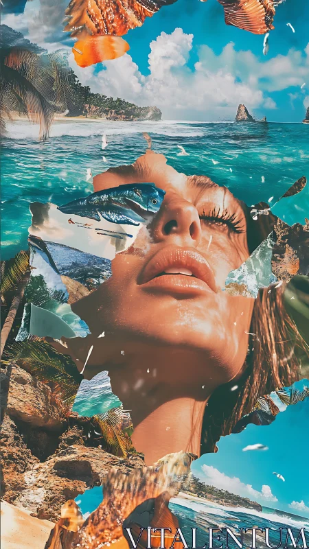 Tropical daydream stitches a seascape across serene skin