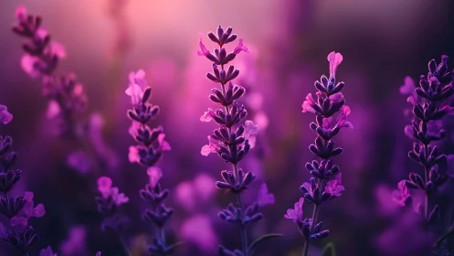 Purple Lavender Field in Soft Focus Bloom.