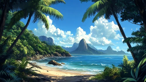 Tropical Refuge: Where Palms Frame Volcanic Dreams.