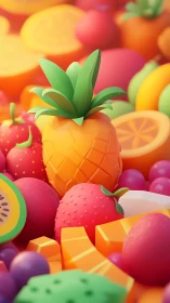 Tiny pineapple crowns a candy-bright kingdom of fruit shapes