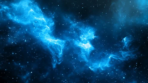 Blue nebula drifts gently across a quiet star filled sky