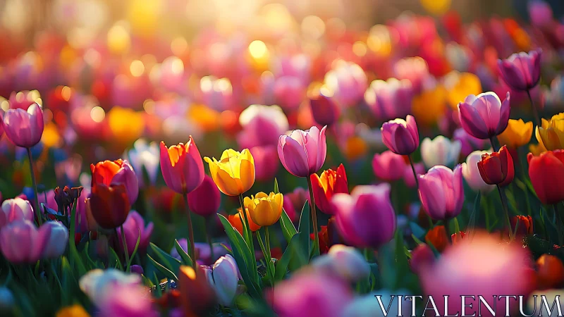 Vibrant Tulip Field in Spring Bloom