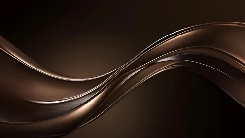 Curved metallic brown wave bands on dark gradient background.