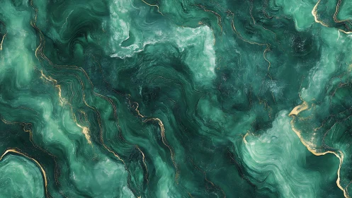 Deep Green Marble Abstract with Gold Veins, Modern Art Texture.