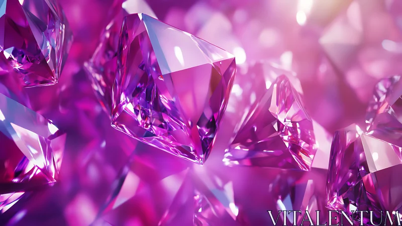 Pink crystals scatter radiant light across glossy field.
