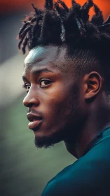 Side-lit athletic portrait captures contemplative intensity