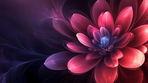 Digital fractal flower with translucent pink petals.