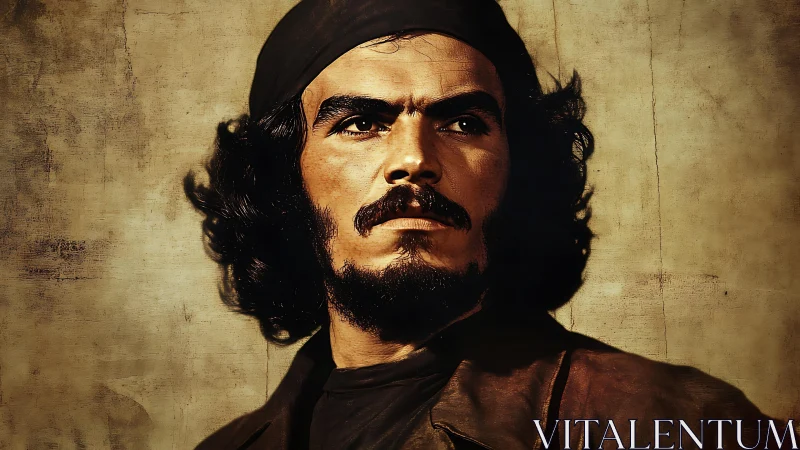 Portrait shows bearded man in side-lit profile against wall