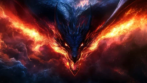 Volcanic void dragon in symmetric high-intensity ignition field.