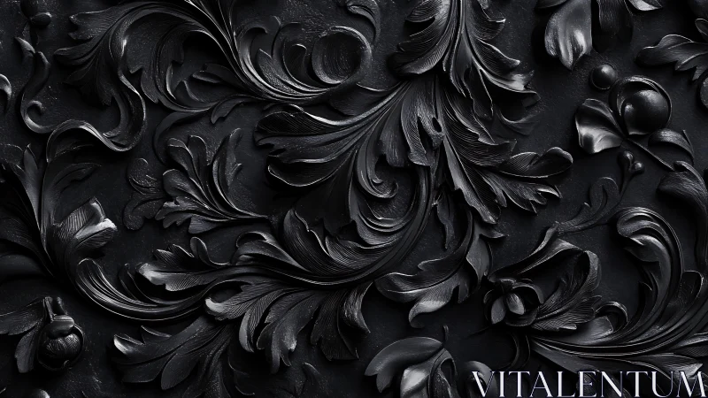 Midnight baroque leaves curl like whispers across shadow