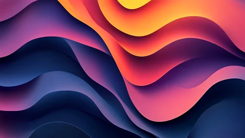 Glowing waves of color flow in soft layered abstract curves